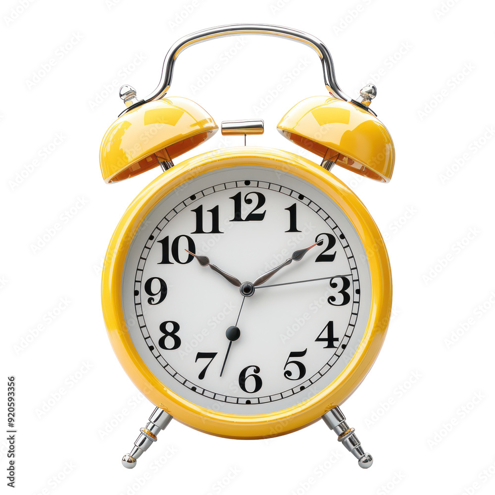 Alarm clock isolated white background, without shadow, single object, detailed, PNG dicut style