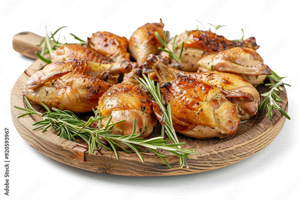 Plate of tasty Quail with on white background. Plate of tasty Quail with on white background.