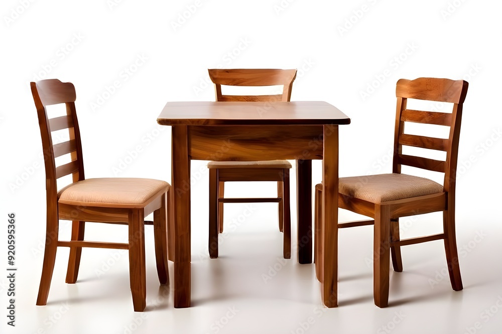 wooden chairs and table on white wooden chairs and table on white