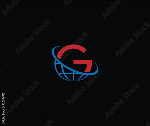 letter G logo for global earth world Pangea vector, Globe with letter G vector design photo