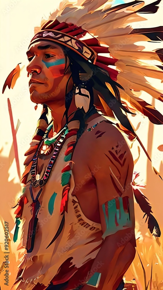 Fototapeta premium Native American or American Indian Indigenous_2 Generative, AI