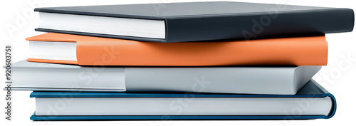 Stack of books isolated on transparent background