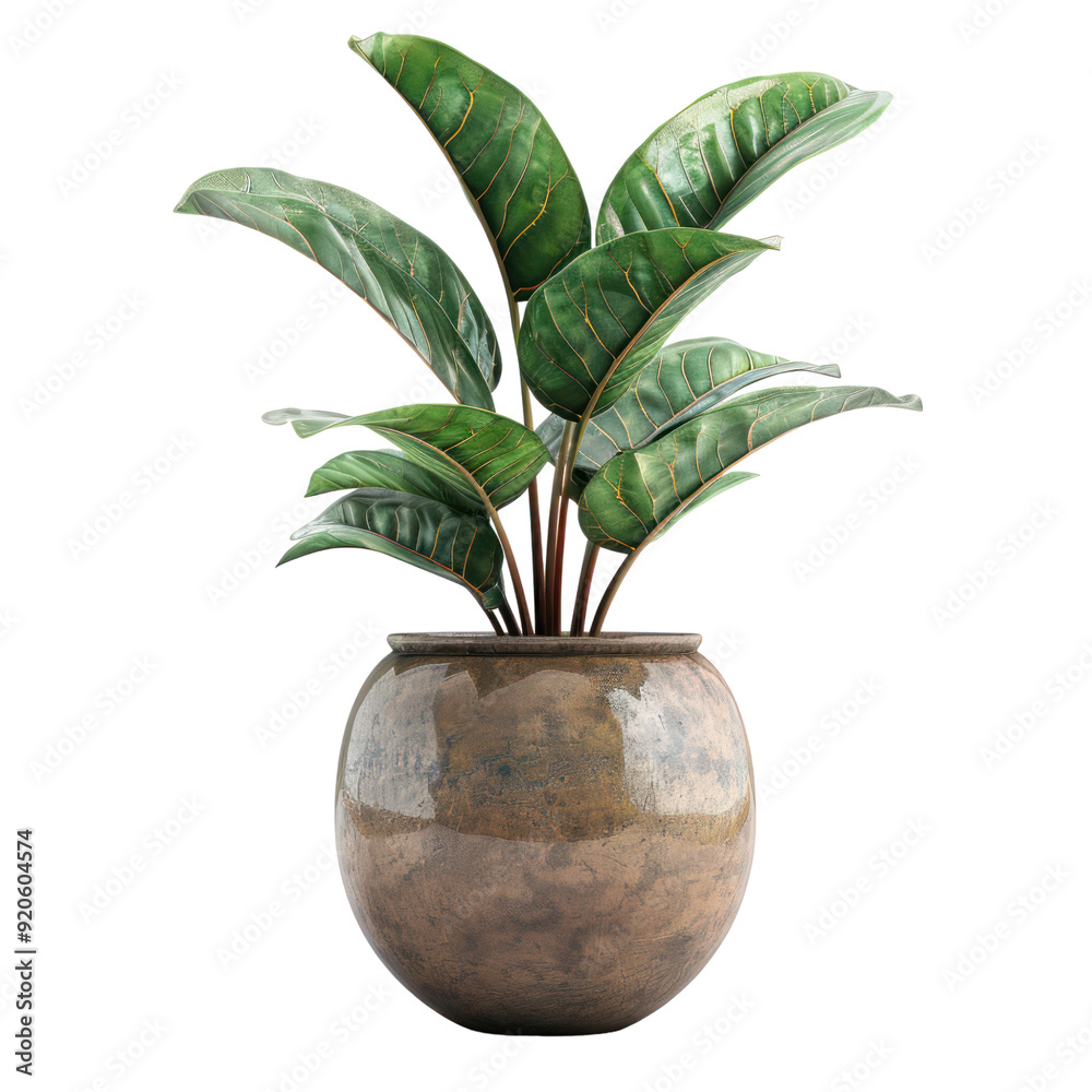 Plant pot isolated white background, without shadow, single object, detailed, PNG dicut style