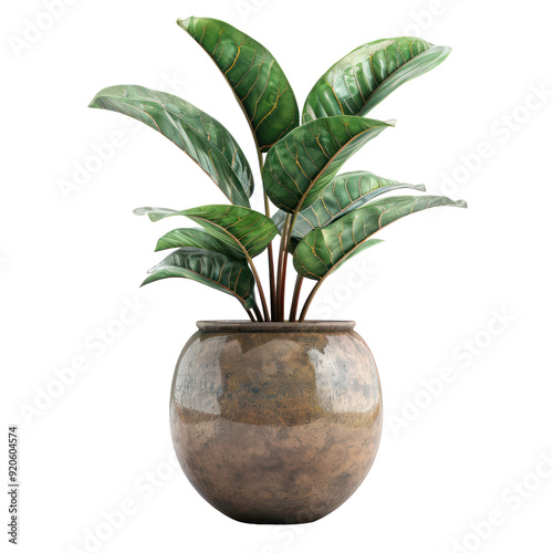 Obraz na płótnie Plant pot isolated white background, without shadow, single object, detailed, PNG dicut style w salonie