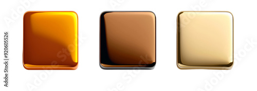 Rectangle fluid gold button isolated on transparent background photo