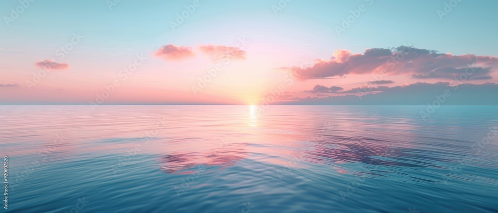 Fototapeta premium Peaceful sunrise over calm ocean water.