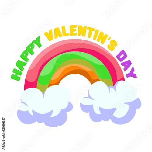 An eye catching sticker of rainbow, flat style 

