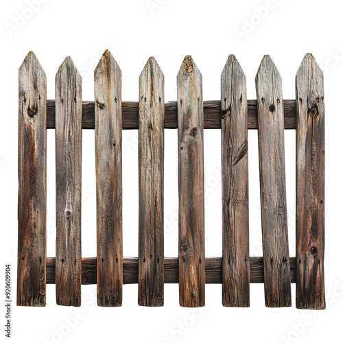 PNG Wooden picket fence with weathered texture