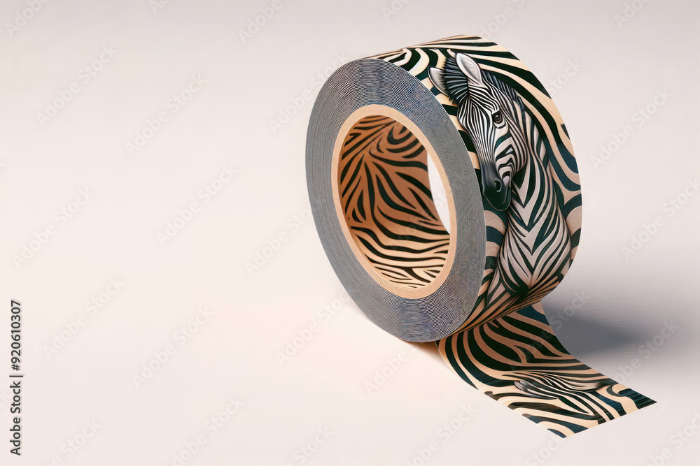 Tape with a zebra pattern. Space for text. Tape with a zebra pattern. Space for text.