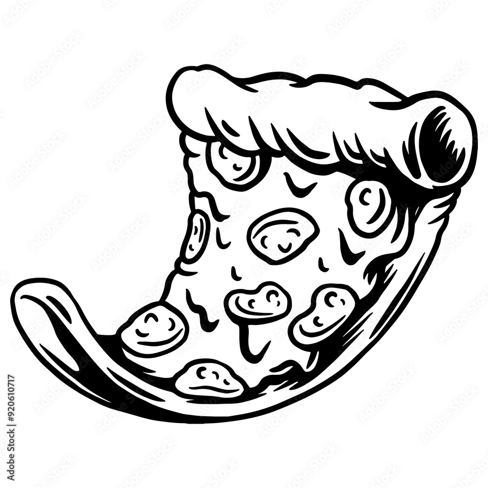 Pizza drawing style sticker design element Pizza drawing style sticker design element