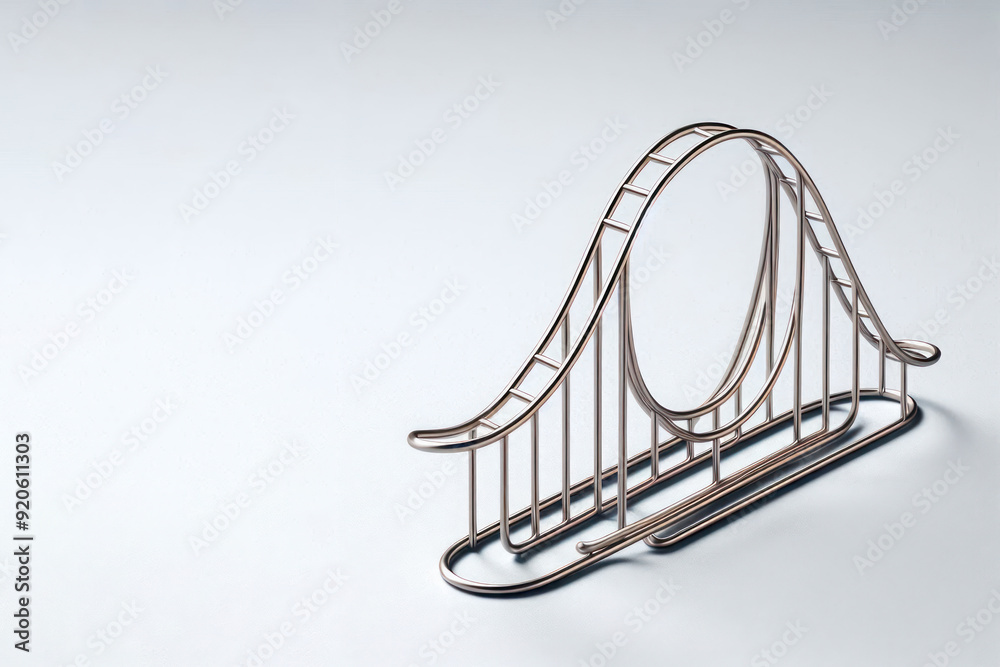 A metal slide standing on a paper clip. Space for text. A metal slide standing on a paper clip. Space for text.