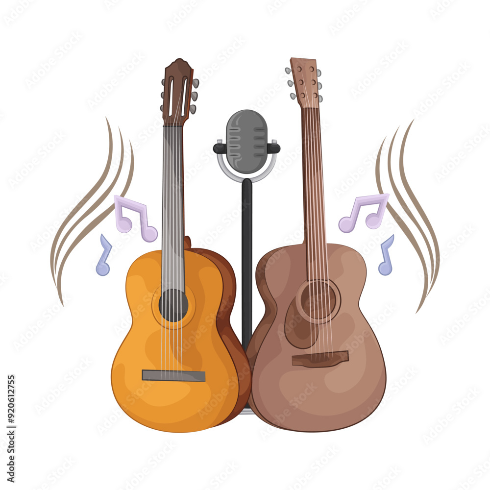 Illustration of guitar and mic Illustration of guitar and mic