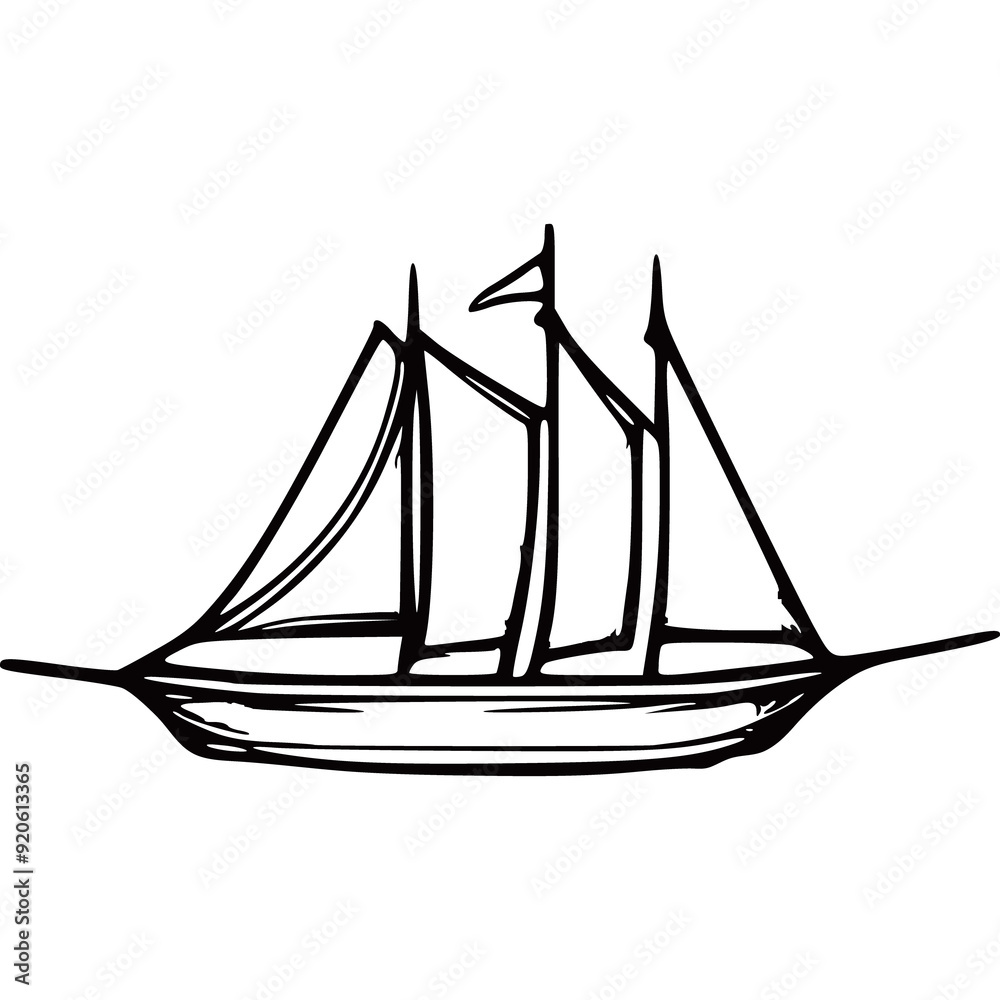 Minimalist Black Line Drawing of a Sailing Ship, Elegant Nautical Vessel Illustration on White Background, Ideal for Maritime Themed Projects, Vintage Style Design, and Travel Inspirations Minimalist Black Line Drawing of a Sailing Ship, Elegant Nautical Vessel Illustration on White Background, Ideal for Maritime Themed Projects, Vintage Style Design, and Travel Inspirations