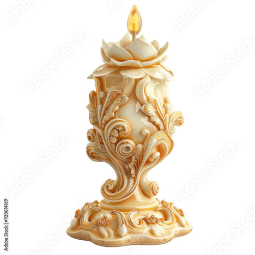 Wedding candle isolated white background, without shadow, single object, detailed, PNG dicut style
