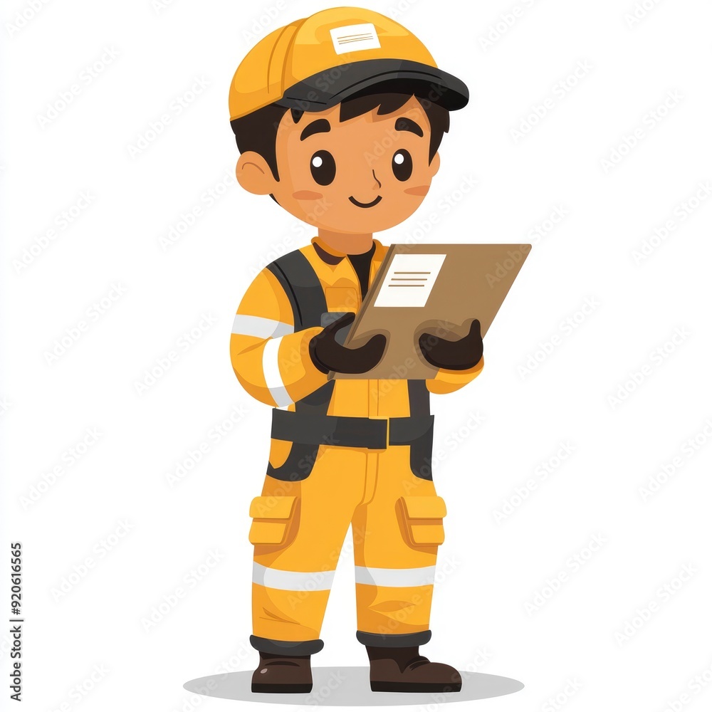 Construction Worker Checking Checklist on Clipboard Construction Worker Checking Checklist on Clipboard