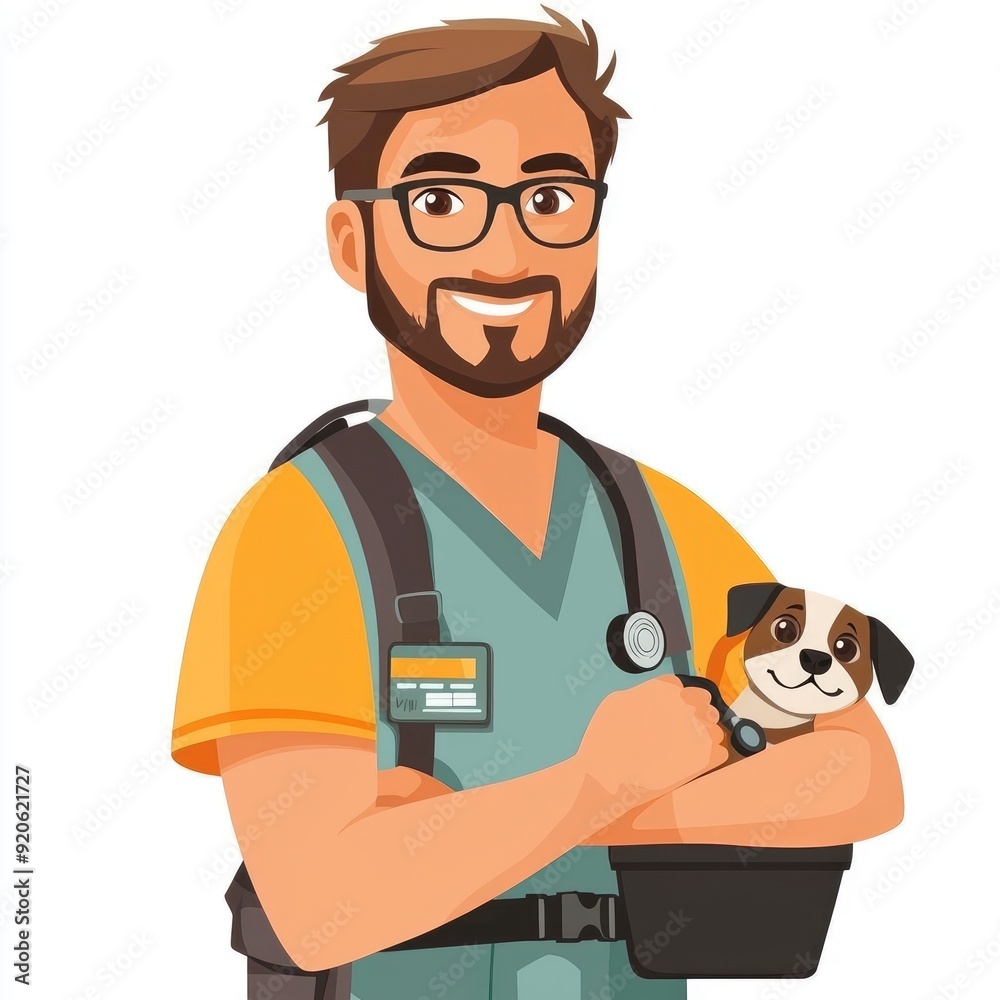 Veterinarian Caring for a Puppy Veterinarian Caring for a Puppy