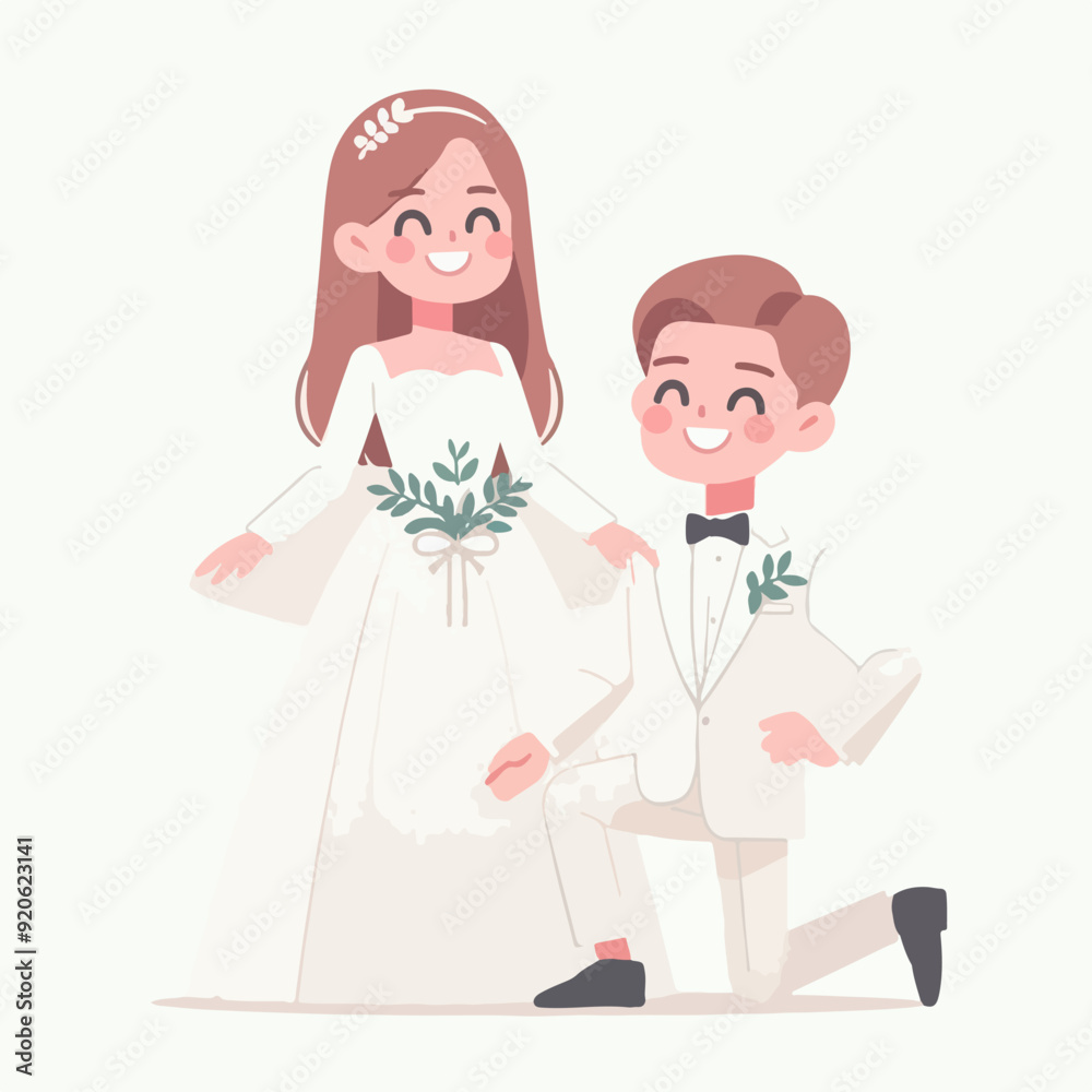 bride and groom in wedding flat illustration bride and groom in wedding flat illustration