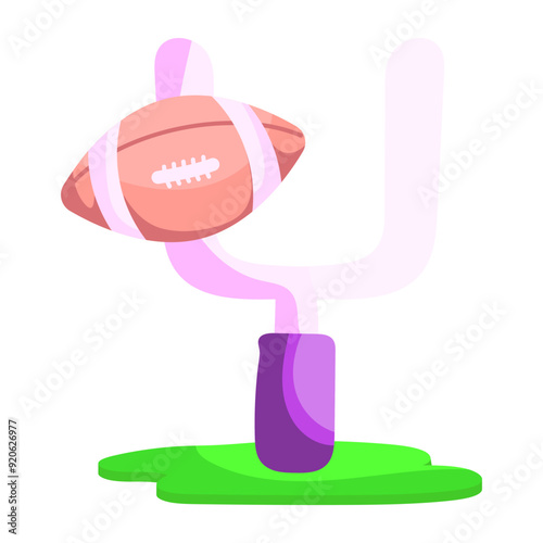 American football sticker, flat design of rugby goal 

