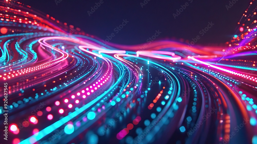 Futuristic technology abstract lines and grid in virtual space from The concept of digital technology and the Internet. AI generated illustration