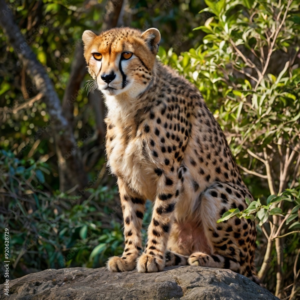 Side view Leopard lies on rock in the forest South Africa Cheetah Stock Photos & High quality Pictures generated Ai Side view Leopard lies on rock in the forest South Africa Cheetah Stock Photos & High quality Pictures generated Ai