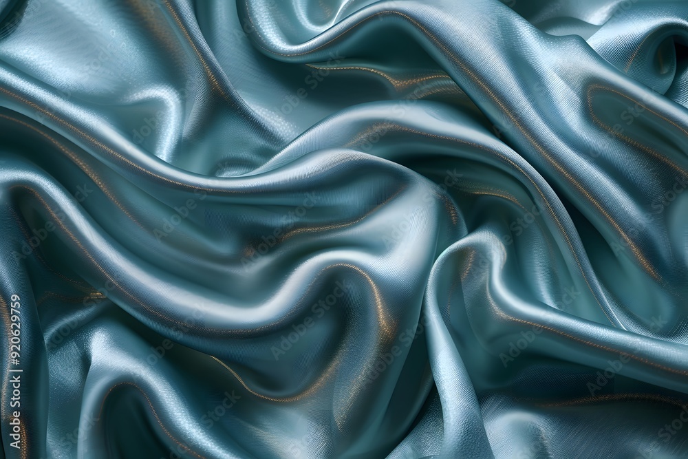 Fototapeta premium Luxurious Blue Silk Fabric with Iridescent Sheen - Perfect for Fashion, Decor, Design Concepts