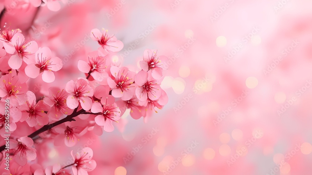 Spring Blossoms illumination Fresh and pink color bokeh blurry background, Generative AI illustration Spring Blossoms illumination Fresh and pink color bokeh blurry background, Generative AI illustration