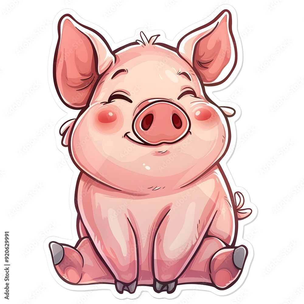 Cute Pink Pig Sticker on White Background, Adorable and Playful Piglet Design with a Cheerful Expression, Perfect for Animal-Themed Decoration and Kids' Items Cute Pink Pig Sticker on White Background, Adorable and Playful Piglet Design with a Cheerful Expression, Perfect for Animal-Themed Decoration and Kids' Items