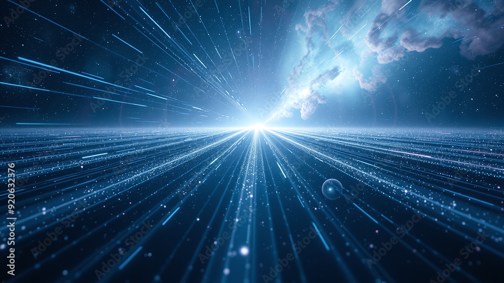 Fototapeta premium Light frequencies with zoom out center of the image in the cosmic.
