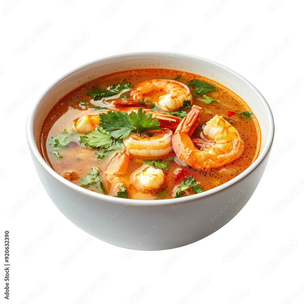 A delicious bowl of shrimp soup garnished with fresh herbs and spices, perfect for seafood lovers and comfort food enthusiasts. PNG, Transparent, No Background, Tom yum, Thai food A delicious bowl of shrimp soup garnished with fresh herbs and spices, perfect for seafood lovers and comfort food enthusiasts. PNG, Transparent, No Background, Tom yum, Thai food