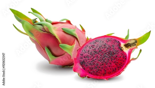 dragon fruit on white background photo