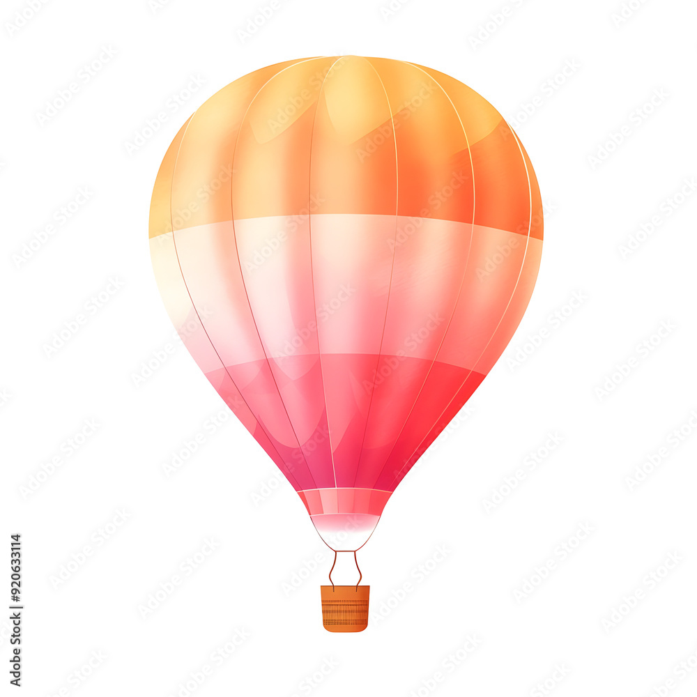 Naklejka premium Colorful Watercolor Gradient Hot Air Balloon Floating Peacefully in the Serene Sky on White Background