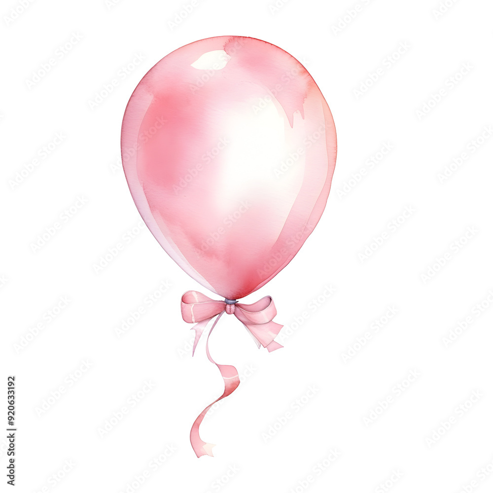 Delicate Watercolor Balloon with Flowing Ribbon - Captivating Soft and Feminine Decor Delicate Watercolor Balloon with Flowing Ribbon - Captivating Soft and Feminine Decor