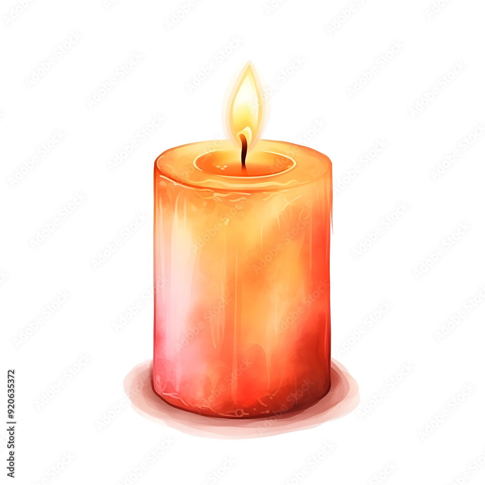 Warm and Inviting Watercolor Candle Flame Radiating Peaceful Ambiance Warm and Inviting Watercolor Candle Flame Radiating Peaceful Ambiance