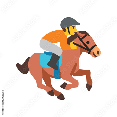 Jockey riding a horse in a horse race vector icon. Isolated horse racing sport sign design.