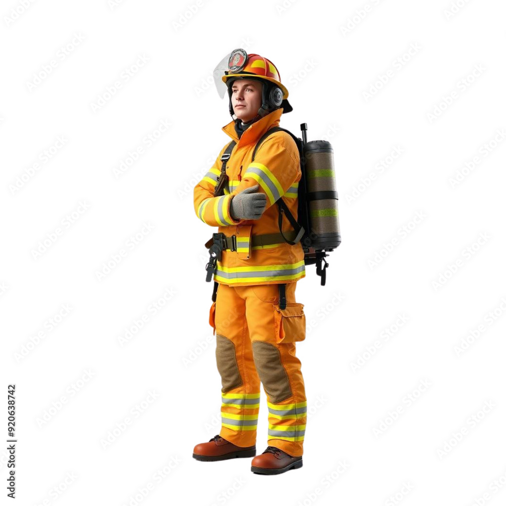 a firefighter on Isolated transparent background png. generated with AI a firefighter on Isolated transparent background png. generated with AI