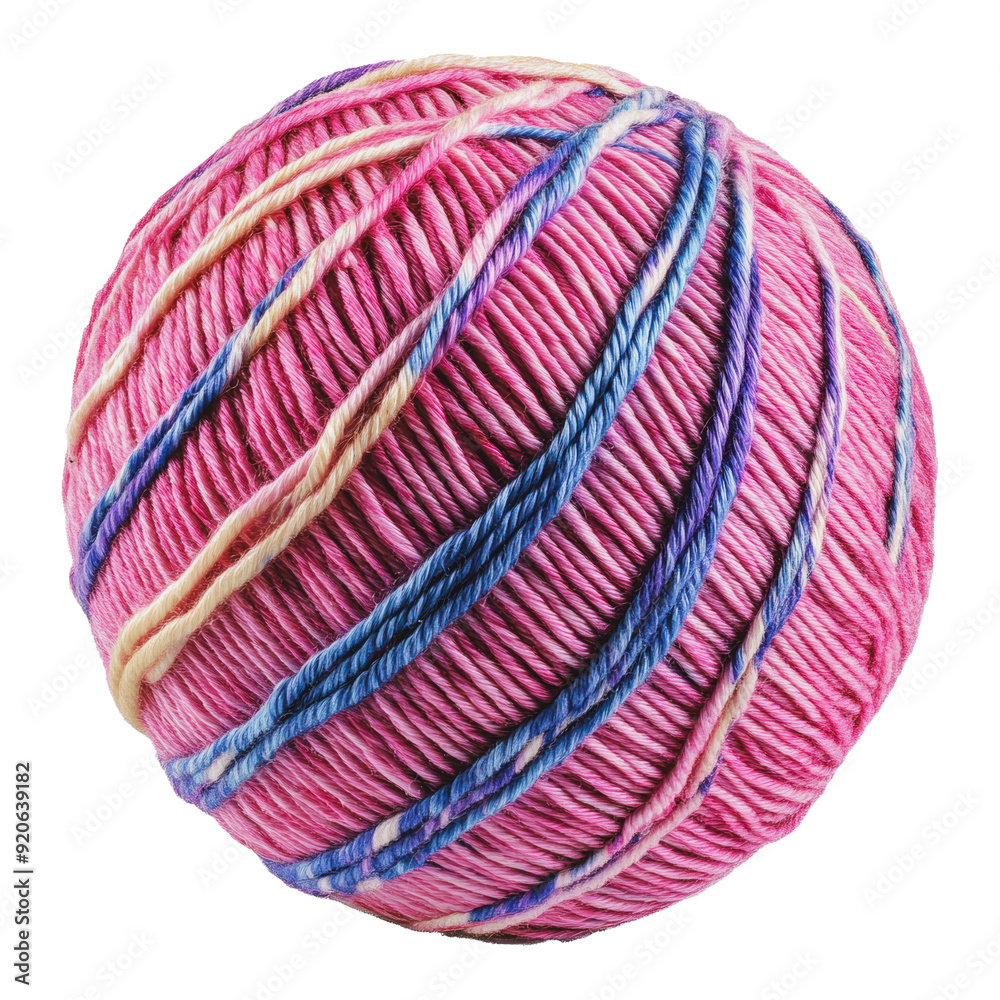 PNG Colorful yarn ball with pink and blue strands PNG Colorful yarn ball with pink and blue strands