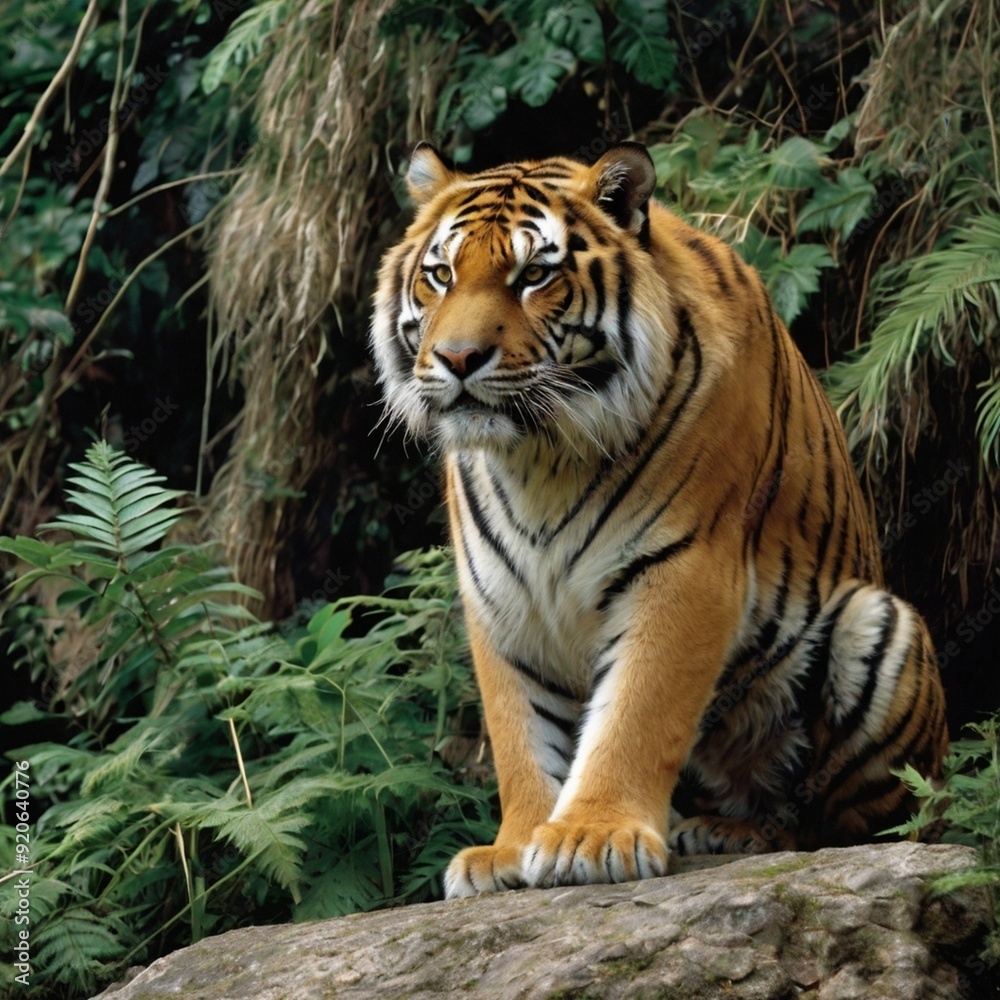 Sumatran tiger in the forest stock image generated Ai Sumatran tiger in the forest stock image generated Ai