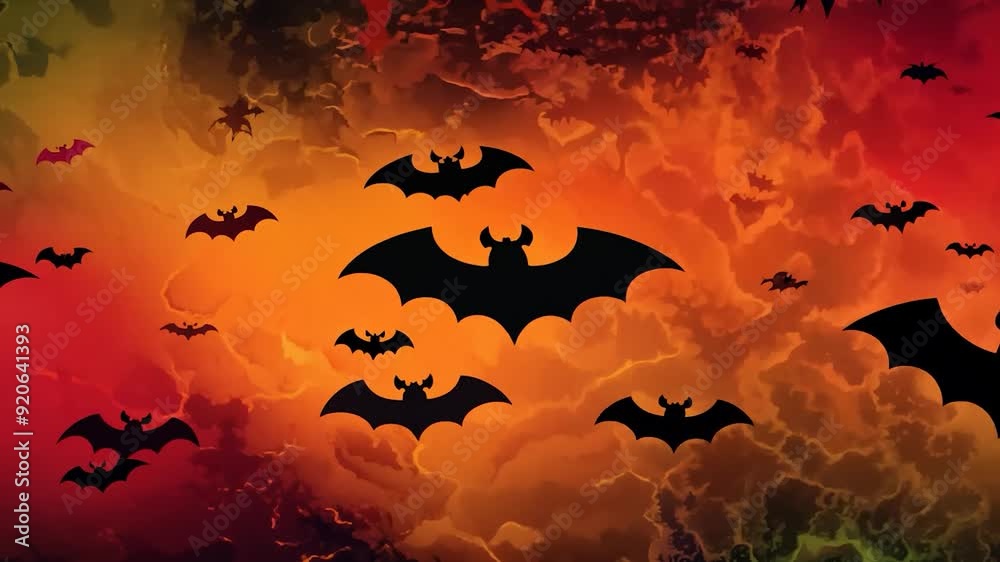 Get into the halloween spirit with this spooky bat background in orange and yellow. Perfect for festive cards and invitations. Let the eerie night atmosphere set the tone for your party