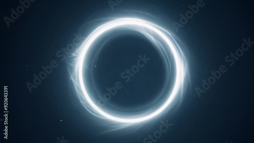 Bright white ring of energy glows against a dark background, creating a sense of mystery and power. The ethereal glow suggests a cosmic event or a powerful force at work
