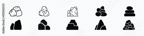 stone icon vector icon. Coal black rocks icon. stones pyramid icon, rock, stone icons vector symbol, Pile of stones, graphite coal.