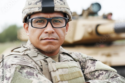 Hispanic soldier military army in camouflage uniform at conflict war