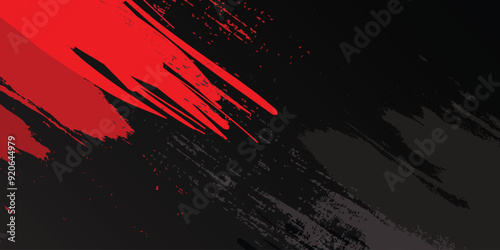 Red and black abstract strokes on a black background, dynamic composition, minimalism.