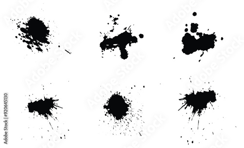 Abstract vector splatter set black color background design. illustration vector design