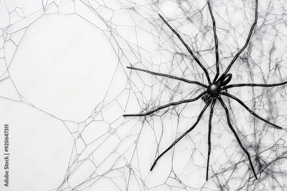 Obraz premium big spider in net web on a white background