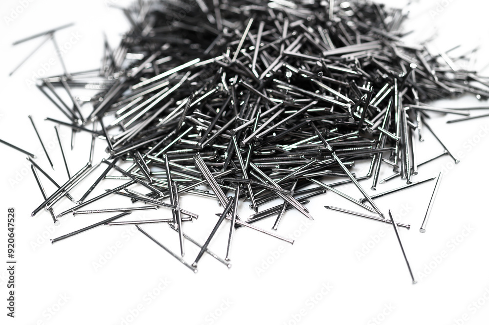 Group of common steel nails Group of common steel nails