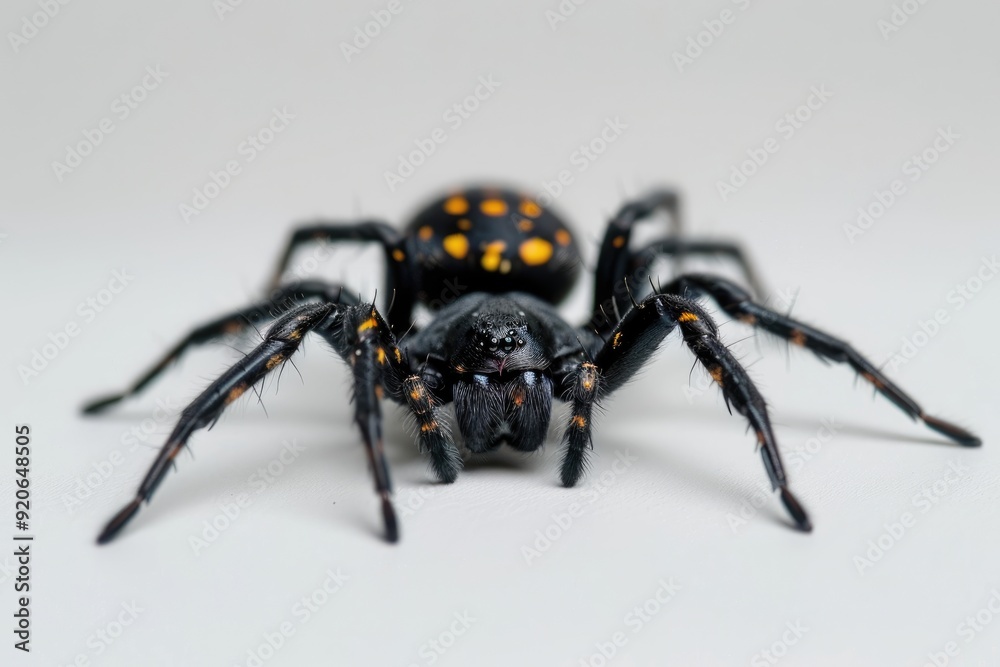 black big spider on a white background black big spider on a white background