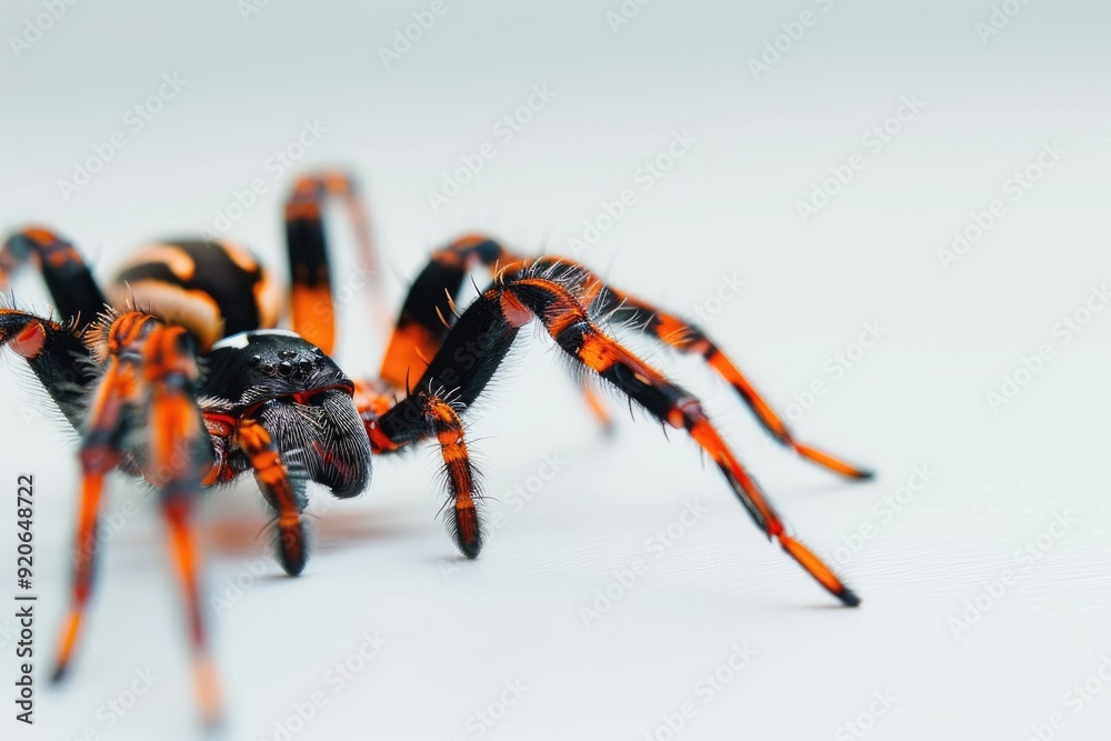Halloween orange and black skin spider on white background Halloween orange and black skin spider on white background