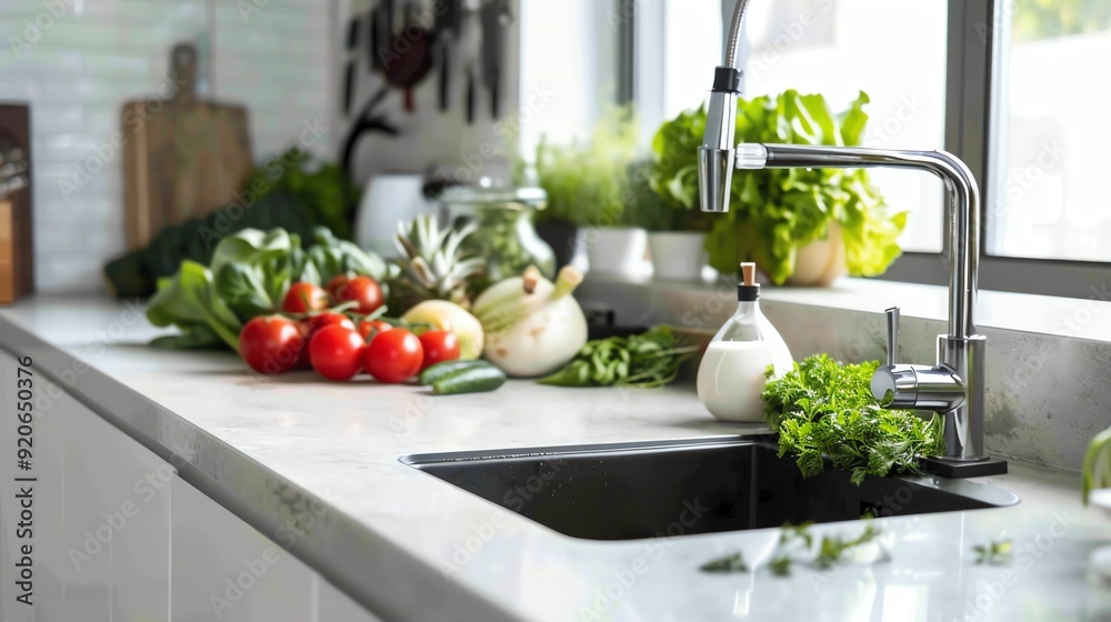 Fresh vegetables on a kitchen counter. Fresh vegetables on a kitchen counter.