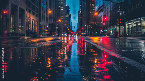 City Street Reflections After Rain ..