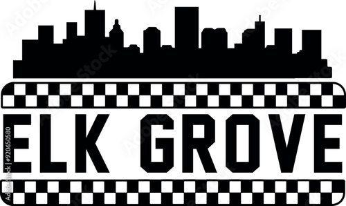 Elk Grove California Skyline Vector